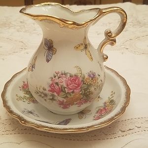Royal Crown hand painted pitcher and bowl